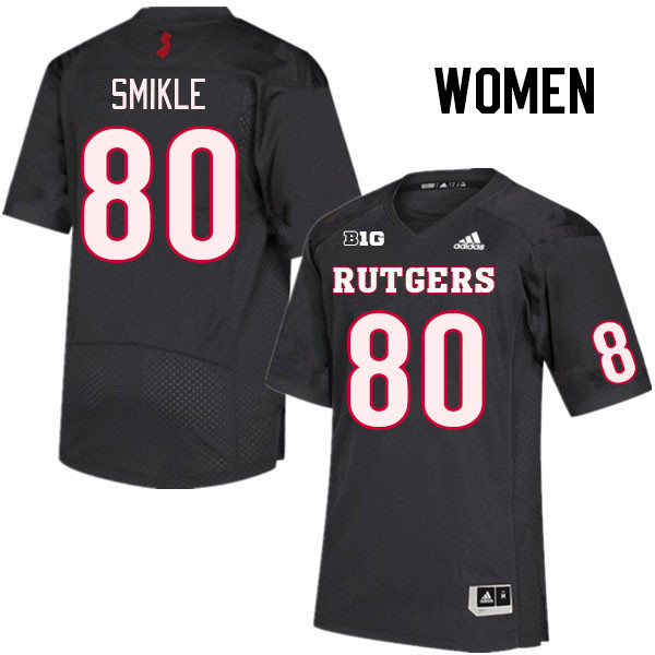 Women #80 Jordan Smikle Rutgers Scarlet Knights College Football Jerseys Stitched Sale-Black
